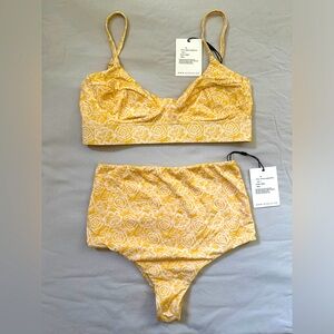 NWT ACACIA high waisted, yellow floral, basics - two piece. Butter soft material